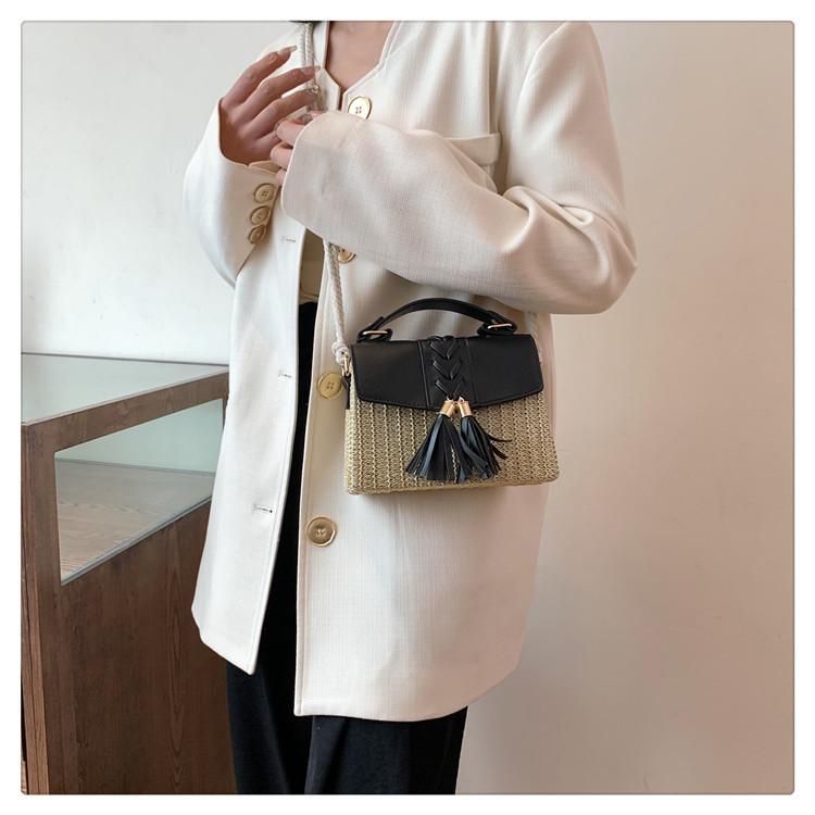 2024 Noua geantă de plajă portabilă cu iarbă țesută, geantă versatil cu ciucuri pentru fete, geantă de telefon mobil, geantă de mână