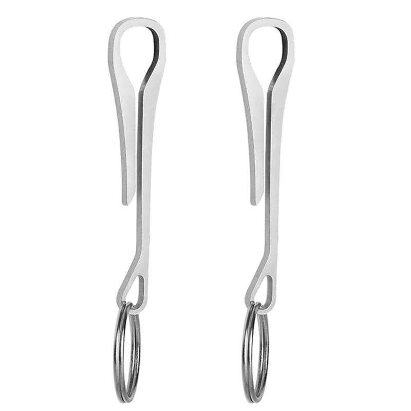 

2 Pcs Keychain Pocket Clip Stainless Steel Belt Buckle with Keyring Buckle 1