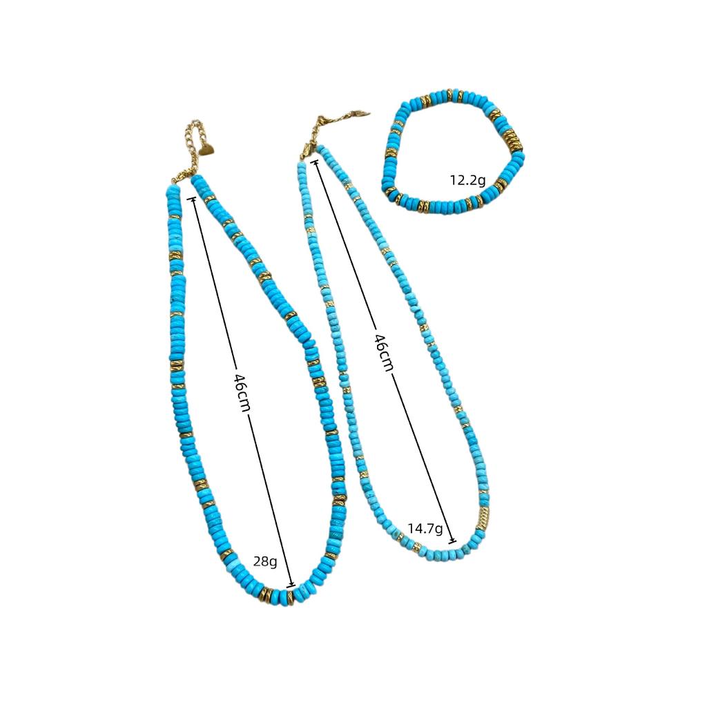 High-End Literary Temperament Necklace Female Turquoise Small Gold Beads Beaded Collarbone Chain Light Luxury Retro New Chinese Neck Chain