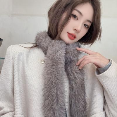 New Ins Temperament Light Luxury Mink Hair Scarve Versatile Fur Solid Colour Scarve Winter Narrow Section Ladies Scarve