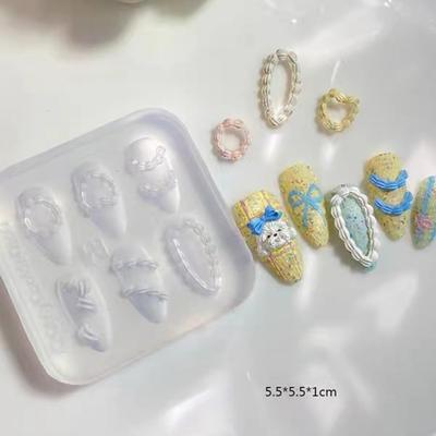 Molde De Silicona Para Arte De Uñas, Diseño De Cadena En Relieve, Plantilla De Tallado 3D De Manicura Con 6 Patrones, Molde De Herramientas De
