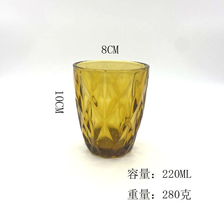 1 Stück 240ml 8oz Vintage Geprägtes Farbiges Seiten Glas Whiskey Wasser Glasbecher Schweres Dickes Glaswaren Becher