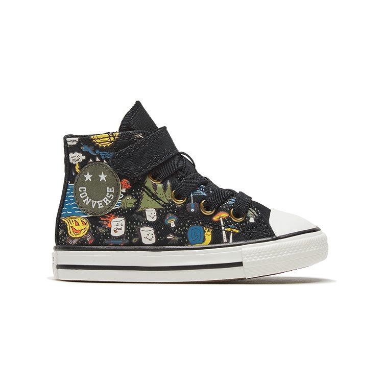 Converse Chuck Taylor All Star 1V Cartoon Print High top Canvas Shoes Black Infant And Toddler 767531C