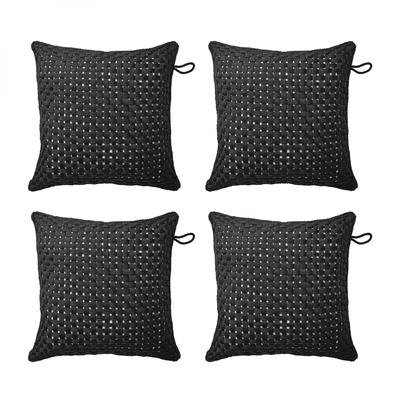 Set of Black Pillow Covers (4 Things), TOFTO Cushion Cover Black Outdoor/Indoor Set,