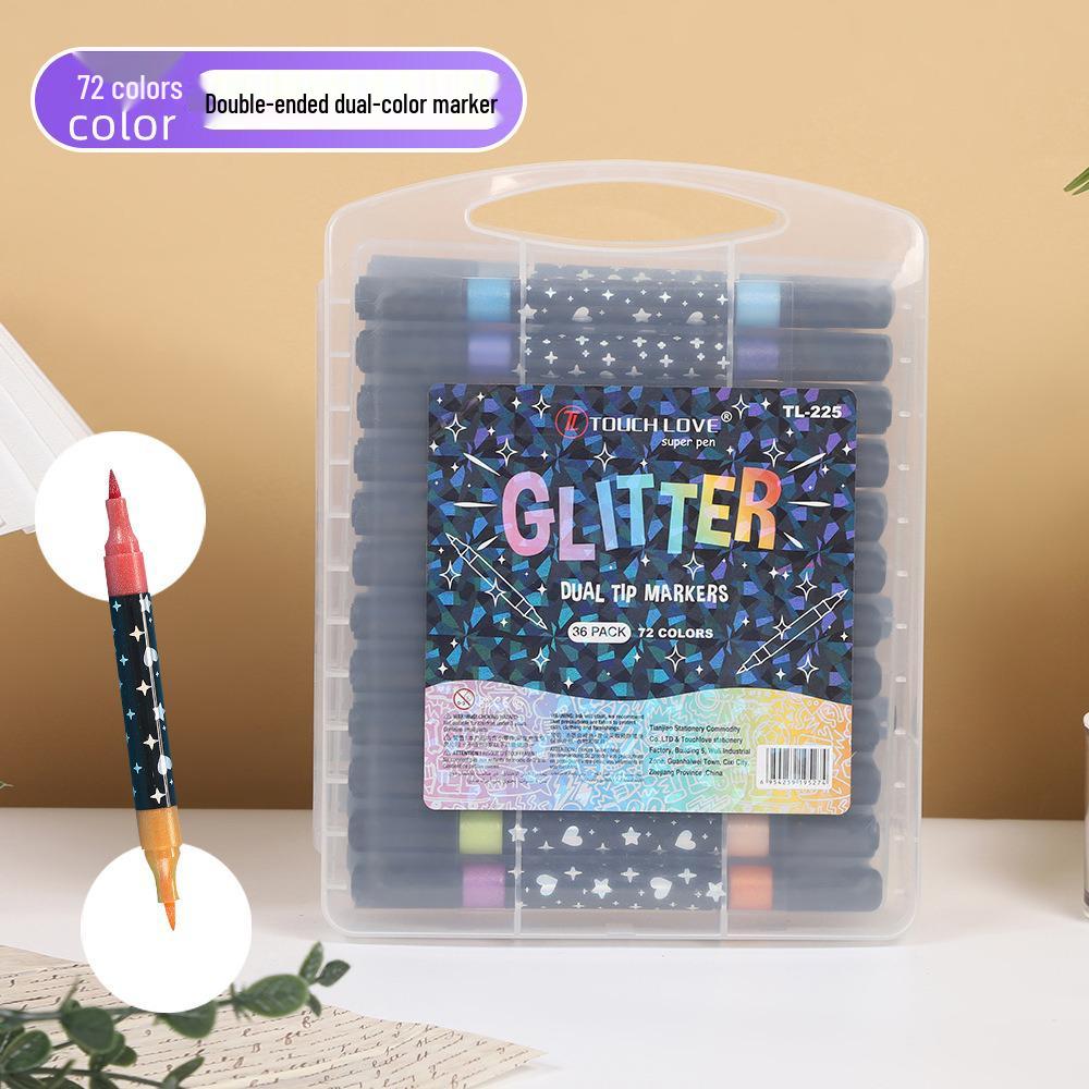 Double-Headed Glitter Marker Fluorescent Pen for Art, DIY, and Dual-Color Notes