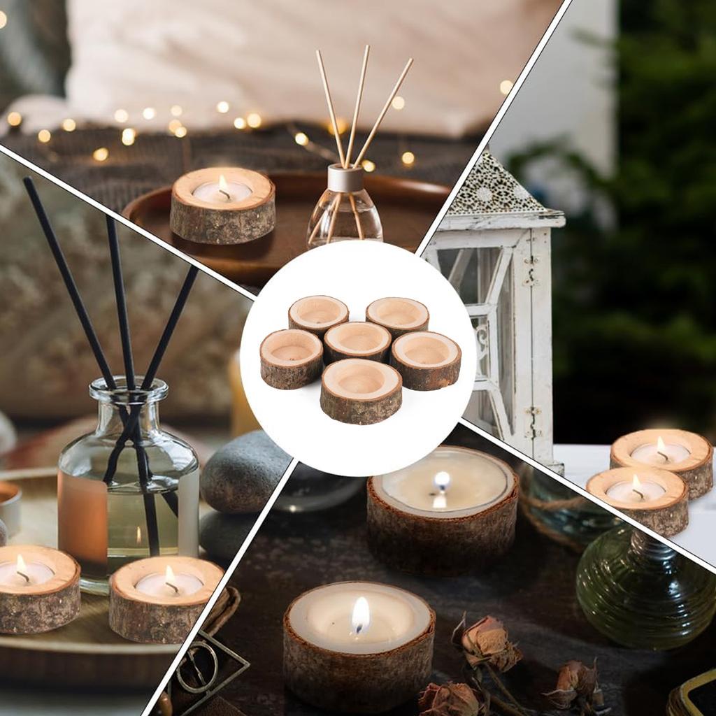 D2 6Pack Tea Light Candle Holders, Christmas Personalized Wooden Votive Tealight Holder for Table, Various Festivals Decoration