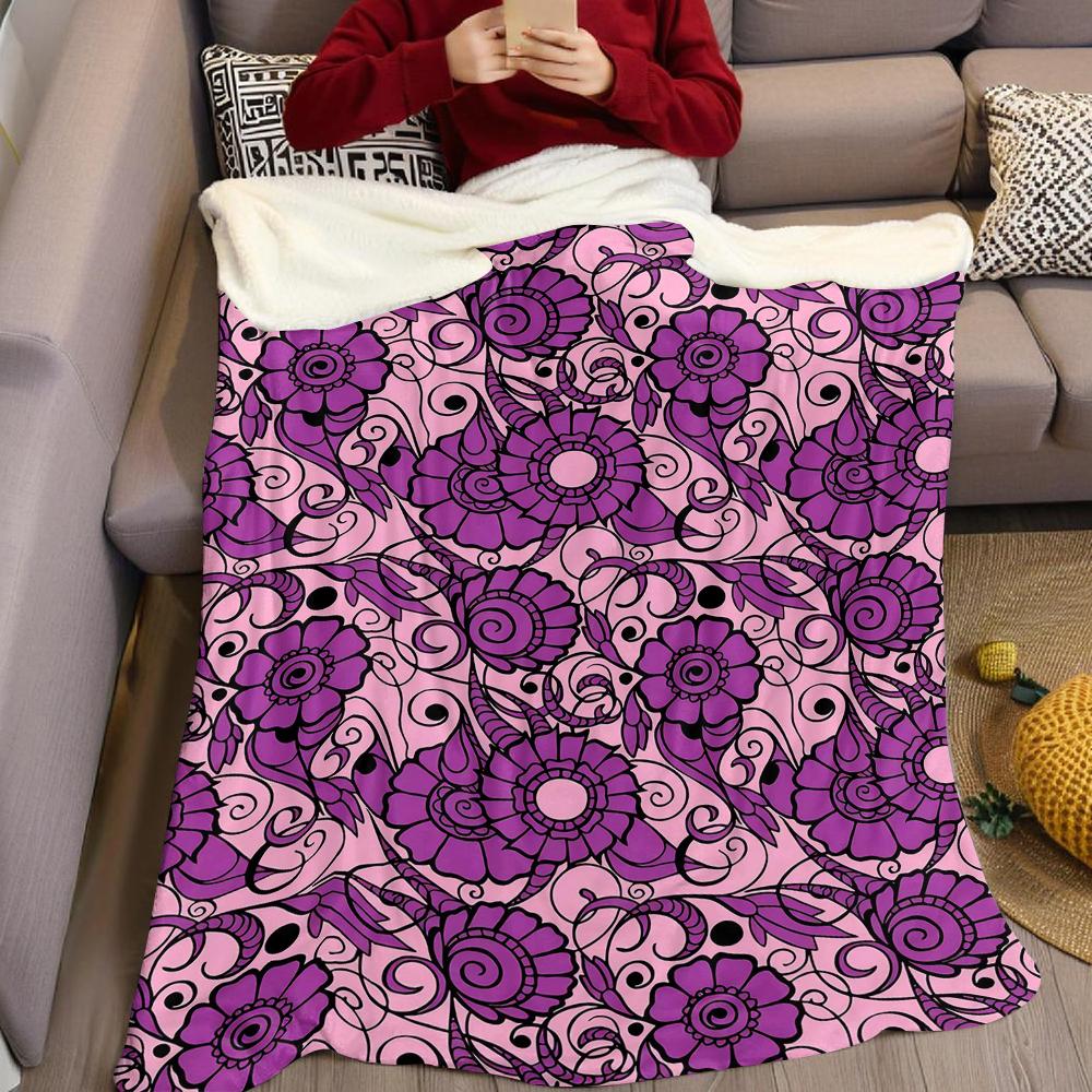 Lavender Floral Flannel Blanket Warm Soft Halloween Christmas Couch Warm Cozy Decorative Decor Gift for All Season