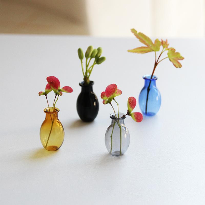 Mini Glass Vase Fridge Magnet Creative 3D Vase Micro Landscape Ornament Fridge Magnets Place Flower Arrangements Decoration