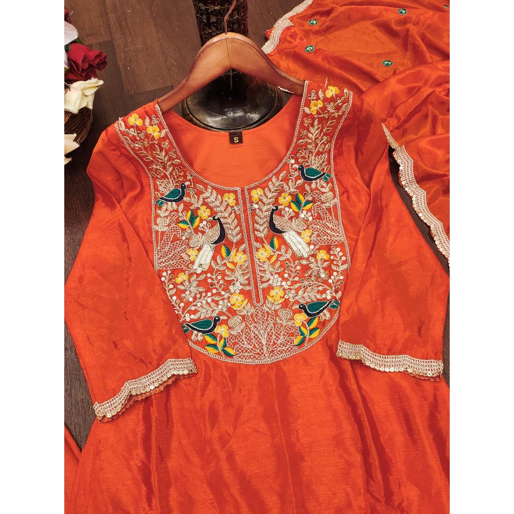 Presenting  New Designer Embroidered Dhoti Suit With Coding Sequence Embroidered Work