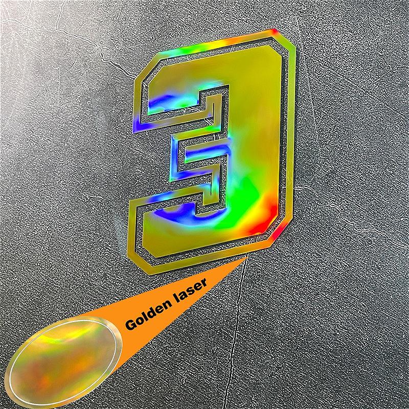 1PC Laser Gold Number 0 To 9 Motorcycle Sticker Waterproof for Motorcycle Helmets Fuel Tanks Car Windows Universal Vinyl Decals