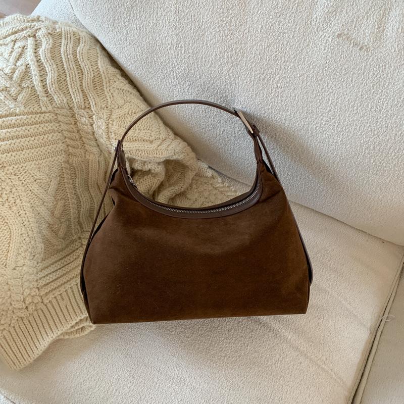 Niche Retro Suede Bag Autumn and Winter New Simple Underarm Bag Single Shoulder Underarm Small Bag