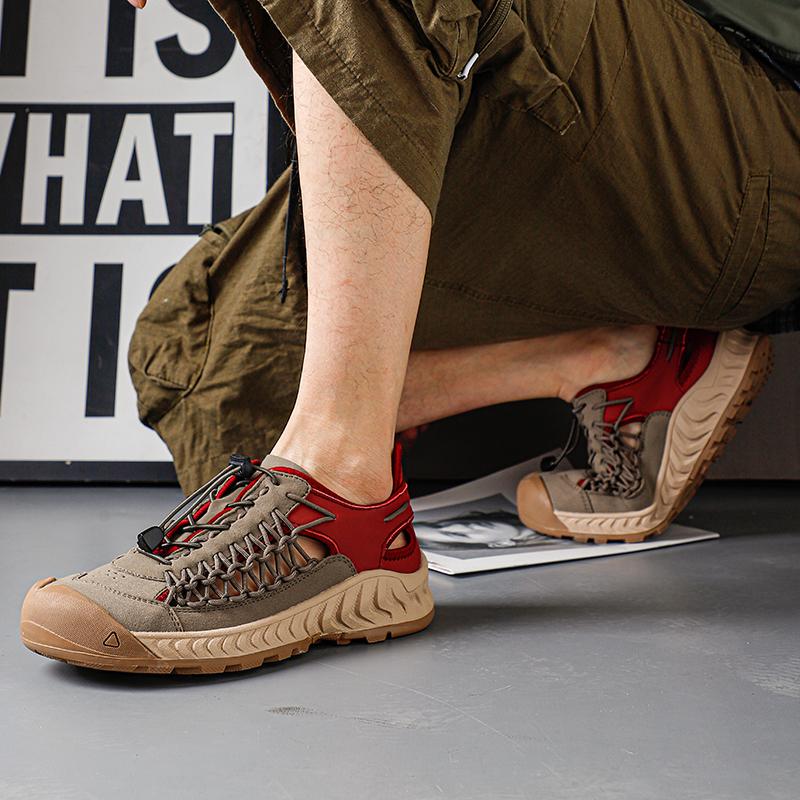 Fashion Fashion Summer Men Sandals Comfort Leather Men Casual Shoes Outdoor Men Leather Sandal Quality Beach Hand Woven Hollow Out Shoes