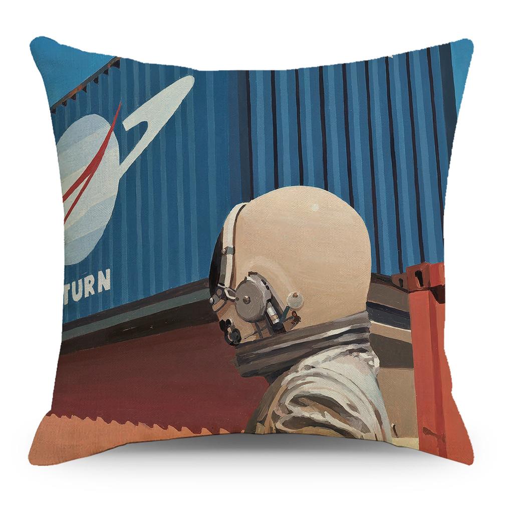 Wish Pillowcase Astronaut Planet Linen Pillow Cushion Cover