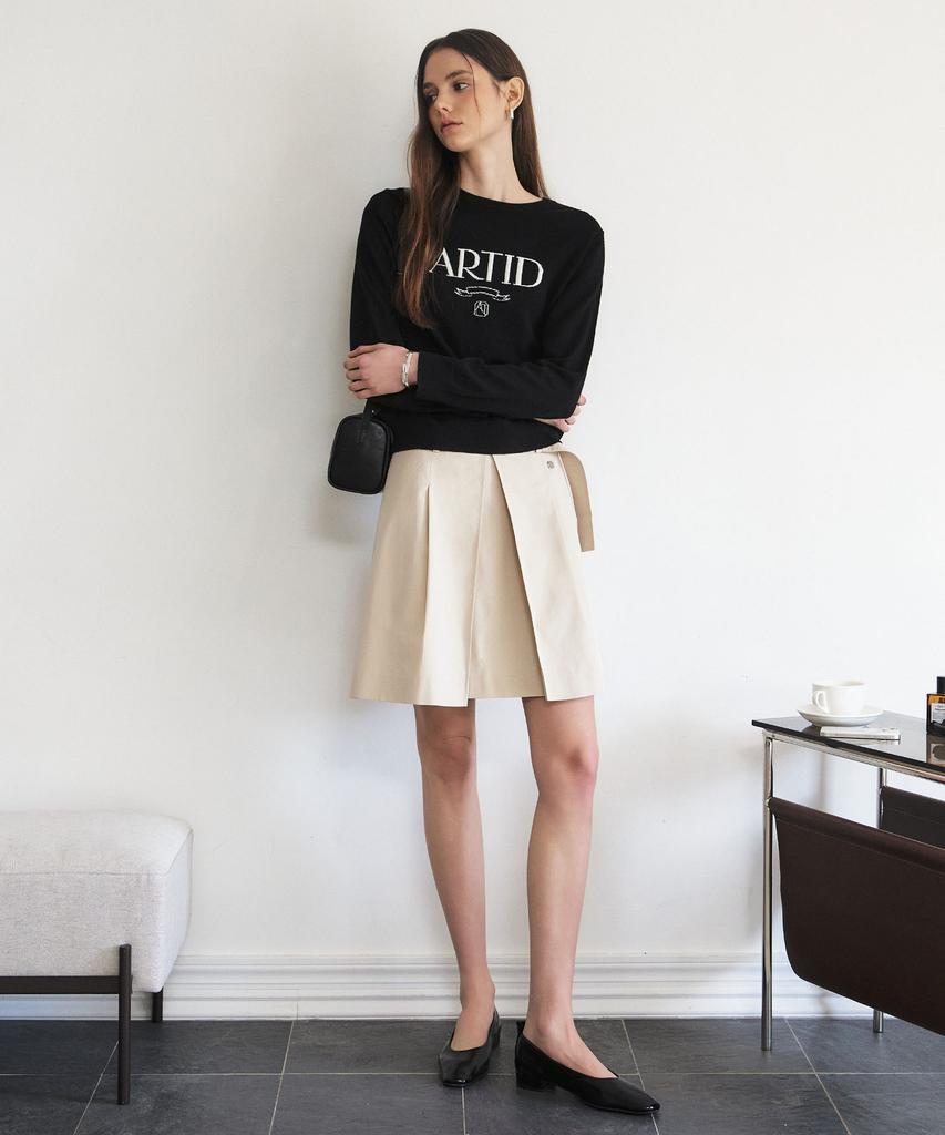 ARTID Belted Pleated Skirt_Beige