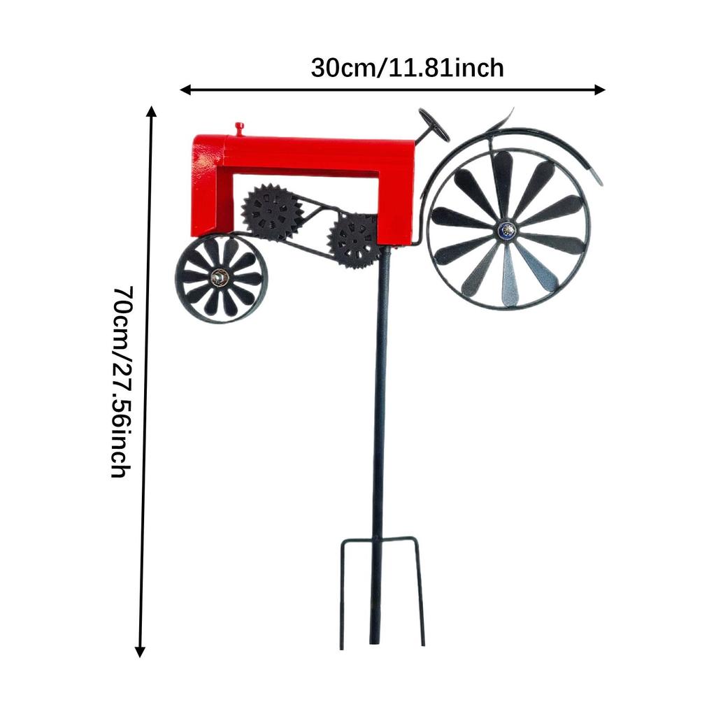 Handgefertigter Metalltraktor Gartenwindmühle Vintage Eisenkunst Skulptur Windrad Pfahl Ornament für Veranda Zuhause Rasen Hinterhof Innenbereich