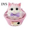 Cat Stress Relief Toy with Basket & Accessories, Slow Rebound Simulated Kitten Fake Squeeze Toy, Soft Stretchy Animal Fidget for Desk Decoration Toys