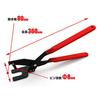 Professional muffler hanger pliers for removing muffler hangers, removing muffler hanging rubbers, and removing bushings.