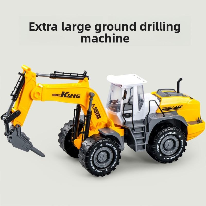 Excavator Drilling Rig Vehicle Toy Model With Inertia Drive For Kids Playroom