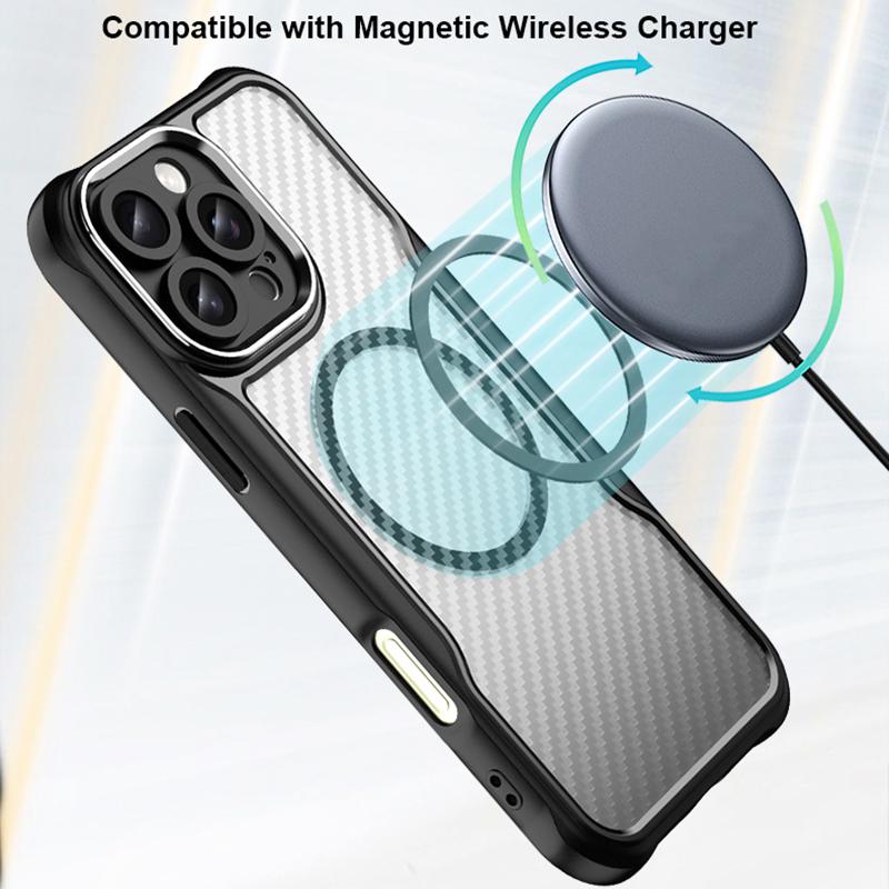 KEYSION Stoßfeste Hülle für MagSafe für iPhone 16 Pro Max 16 Plus 15 14 Pro Kameraschutz Telefonabdeckung mit Kohlefaserstruktur