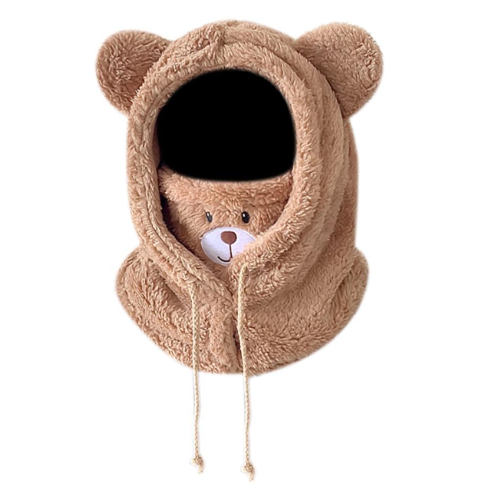 Cartoon Bear Ears Hat Thickened Winter Hats Fashion Integrated Hat Scarf for Women Girls