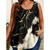 Fashionable Creative Retro Plus Size Summer Vacation Casual 3D Printed Vest Comfortable Soft Breathable Loose Fitting Summer Sleeveless Women's Vest