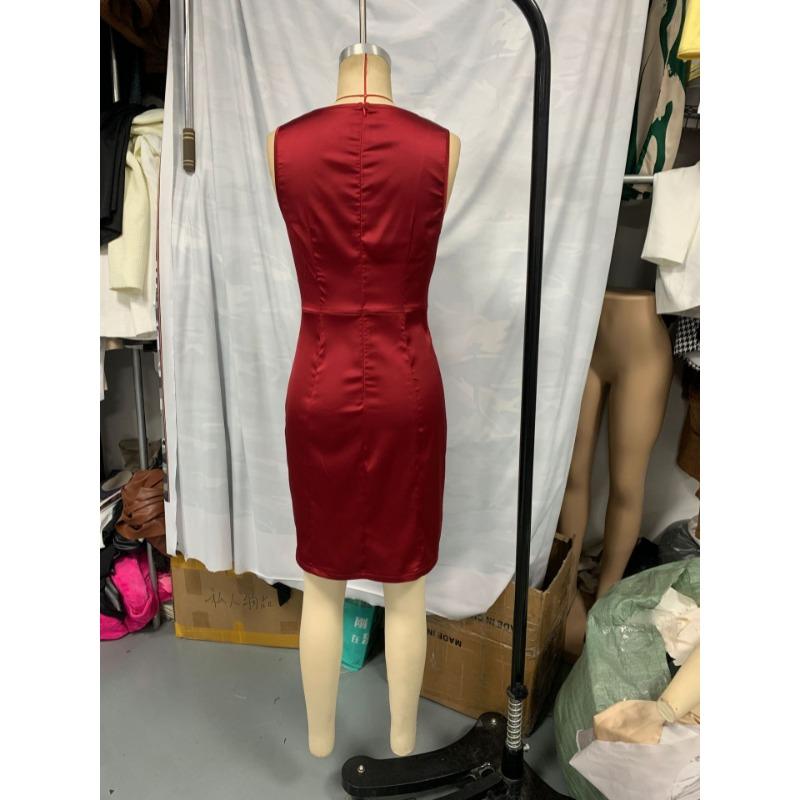 Rochie creion satinată elegantă, fără mâneci, cu decolteu barcă, Rochie midi bodycon slim cu talie înaltă, Ținută formală elegantă pentru birou, petrecere de afaceri, navetă zilnică