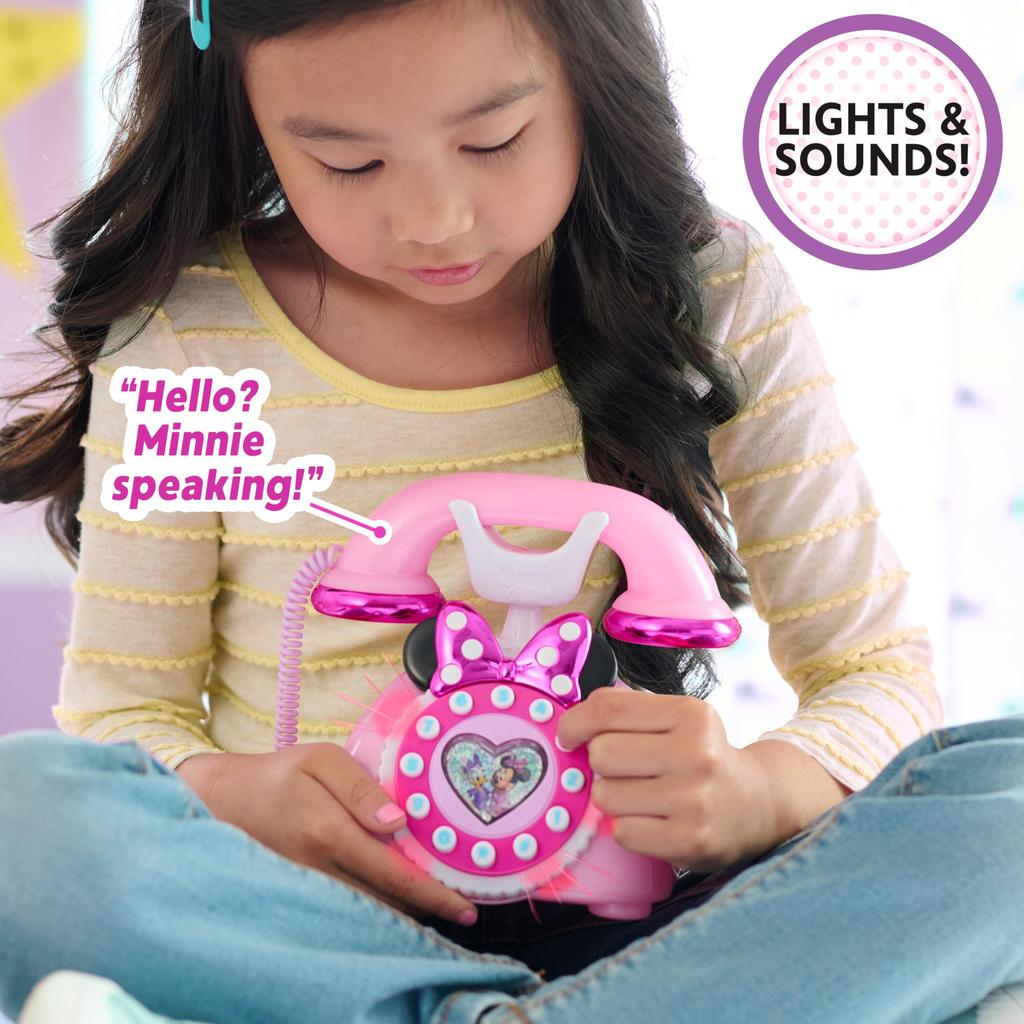 Just Play Disney Junior Minnie Mouse Ring Me Rotary Style Cell Phone with Lights and Sounds, Pink, Ages 3+