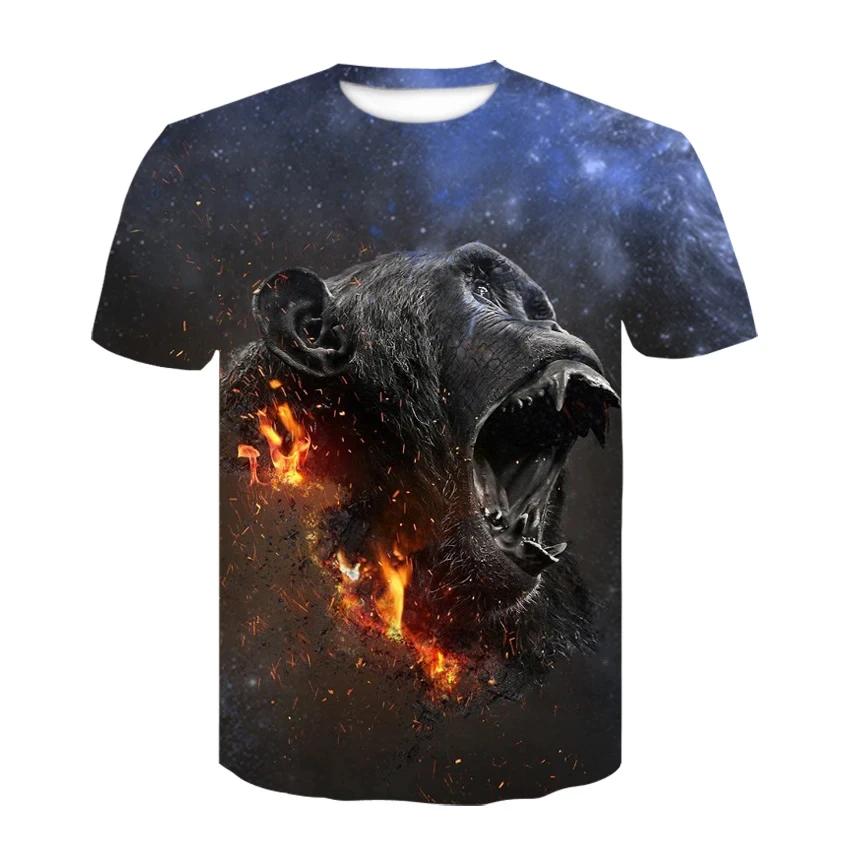 Camisetas com estampa de macaco para crianças, meninos e meninas, camisa casual de verão, roupas infantis de animais, camisetas de manga curta