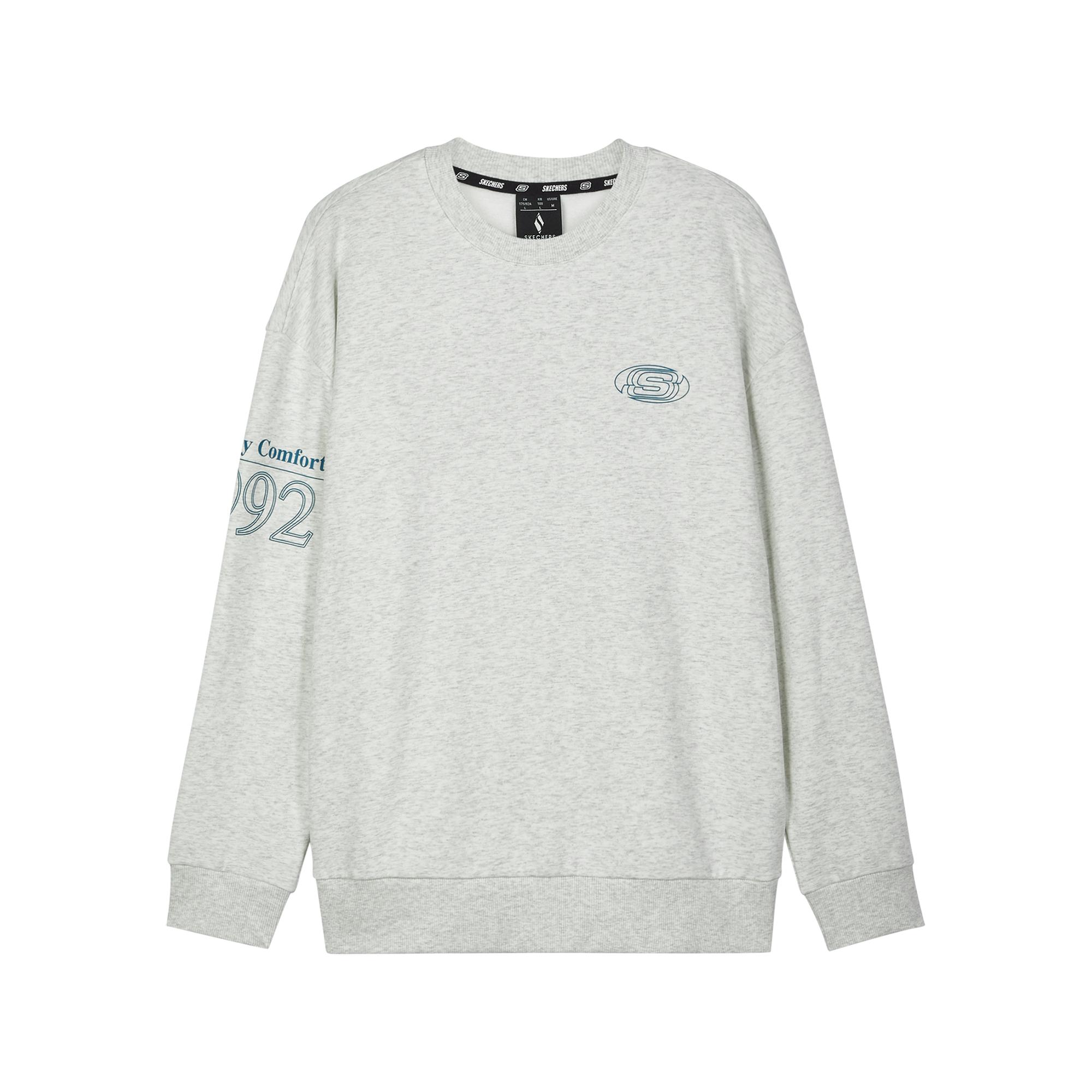 Skechers Fleece Lined Retro Sports Loose Fit Crew Neck Sweatshirt Unisex sweatshirt Gray L324U068-0248 XS