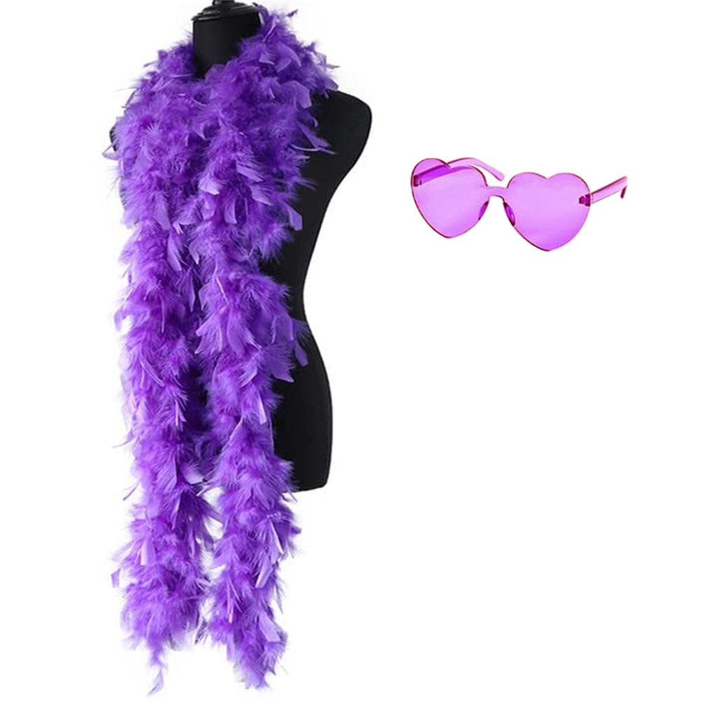 Feather Boas უგულო მზის სათვალეებით - 2M/6.6ft Feather Boa ქალებისთვის - იდეალურია ცეკვისთვის, ქორწილისთვის, წვეულებისთვის, კოსფლეისთვის