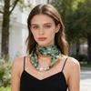 1pc Neckerchief Women Necklace Scarf Hand Wrist Magnetic Button Bag Scarves Scarves Print