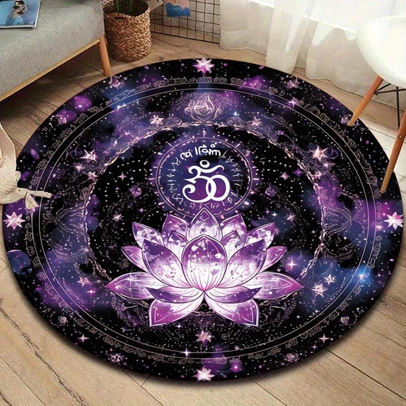 

Lotus Flower Pattern Round Mat, Thickened Soft Anti-Slip Floor Rug for Home Office Game Room Decor Diameter 60cm