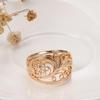 Golden Texture Women's Rings High Glossy Hollow Leaf Rings Vintage Costume Jewelry