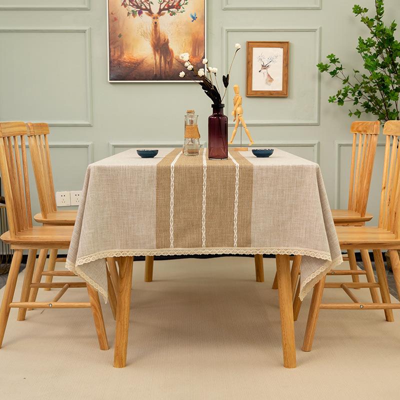 Lace Lace Tablecloth Jacquard Striped Nordic Ins Tablecloth Cotton And Linen Small Fresh Striped Table Cloth
