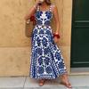 Set di Vestiti Lunghi Senza Maniche con Stampa Floreale Bohemien per l'Estate Casual da Donna