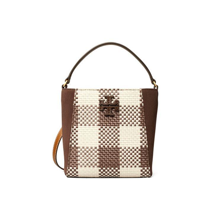 

Tory Burch Mcgraw Bucket Woven Leather Shoulder Bag Women bags Coffee 79346-200 Basic Set (Bag+Dust Bag)