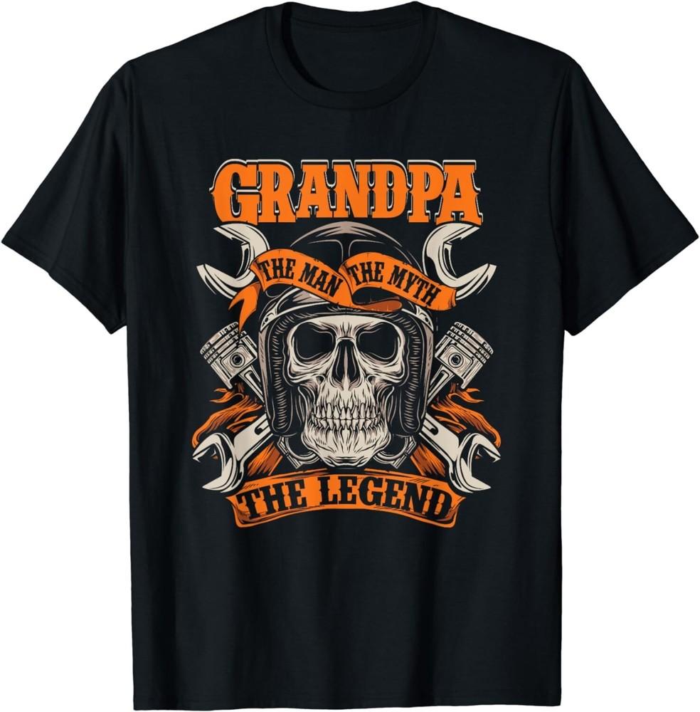 

Biker Grandpa The Man The Myth The Legend Motorcycle Gift Unisex T-Shirt XL