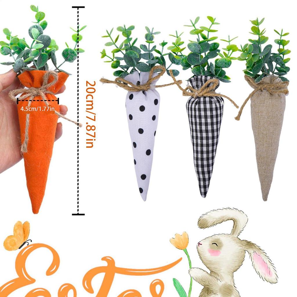 Easter Decor Carrots 4 Pieces Seasonal Desk Decoration Holiday Table Centerpieces For Bookcase Bookshelf Display Cabinet