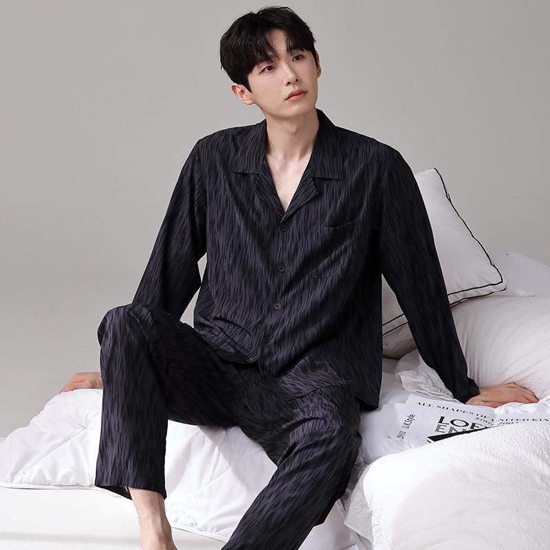 2026 Men's Ice Silk Summer Pajamas: Short Sleeve, Lightweight Homewear for Teen Boys