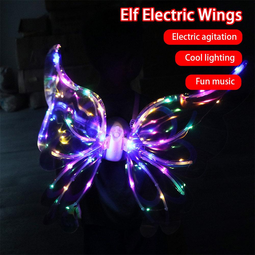 with Light Music Electric Elf Wings Costume Creative Glowing Electric Fairy Wings  Photo Prop
