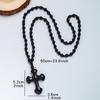 Xiaomi Vintage Christian Cross Obsidian Pendant Beaded Necklace Men Women Good Luck Amulet Jewelry Gifts