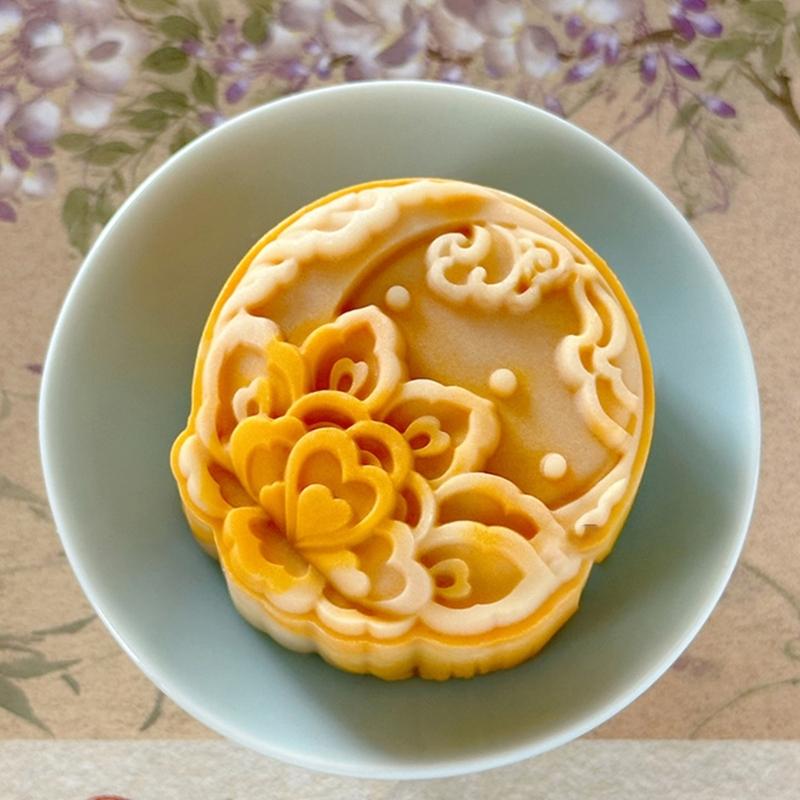 Moon and Flower Designs Mooncakes Press Durable Mooncakes Pattern Maker 75g Molds for Professional Bakers and Hobbyists