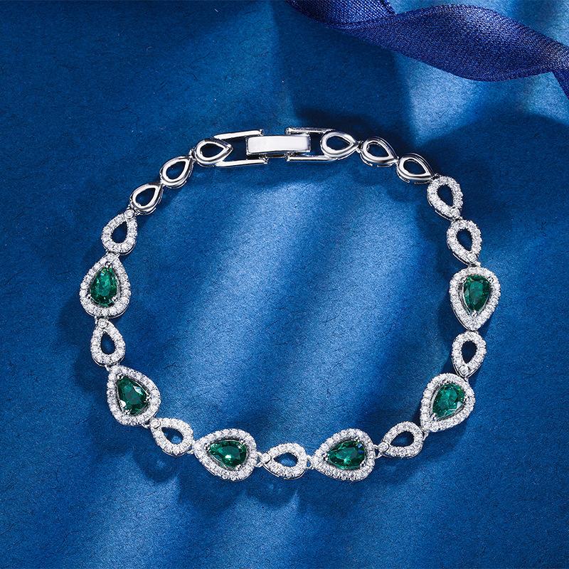 Autumn And Winter Jewelry Retro Simulation Corundum Light Luxury Full Diamond Bracelet Retro Main Stone 4 * 6