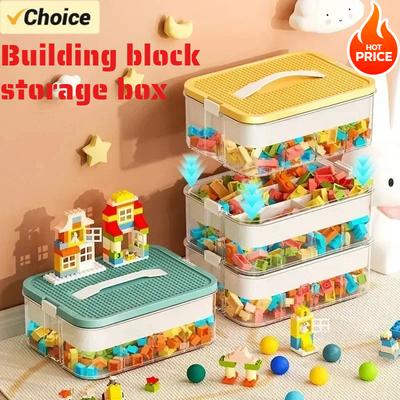 Block Storage Box for Kids, Transparent Stackable Toy Organizer with Dividers, Dustproof & Moisture-Proof for Building Blocks