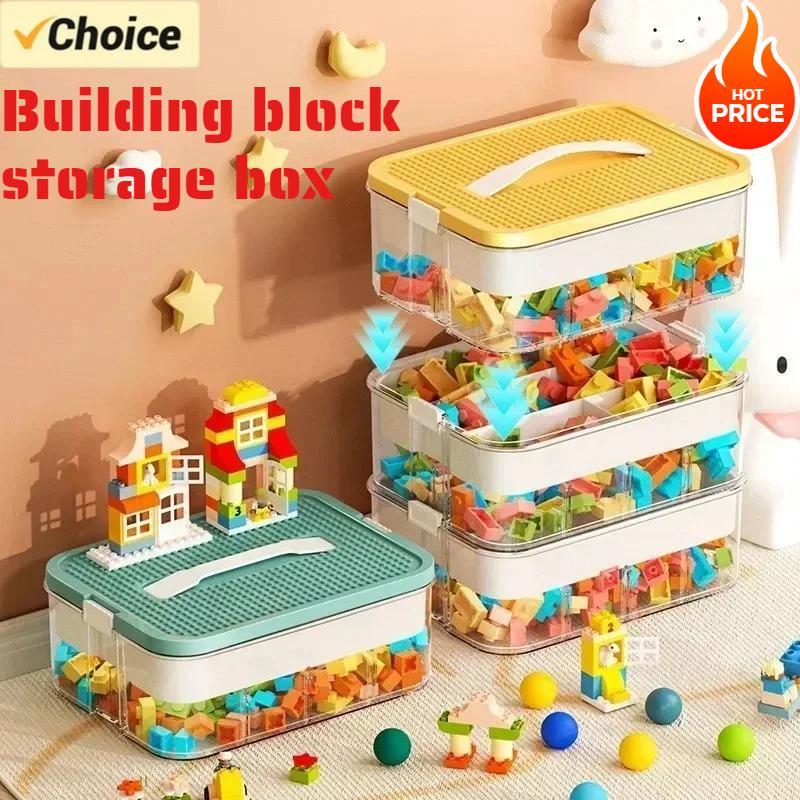 Block-Aufbewahrungsbox für Kinder, Transparenter stapelbarer Spielzeug-Organizer mit Trennwänden, Staub- und Feuchtigkeitsgeschützt für Bausteine