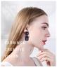 Chic European-American Square Gemstone Stud Earrings: Bold Fashion Jewelry