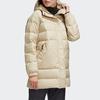 Adidas Warm Windproof Solid Color Mid-Length Down Jacket With Hood Women Outerwear Champagne GE9981