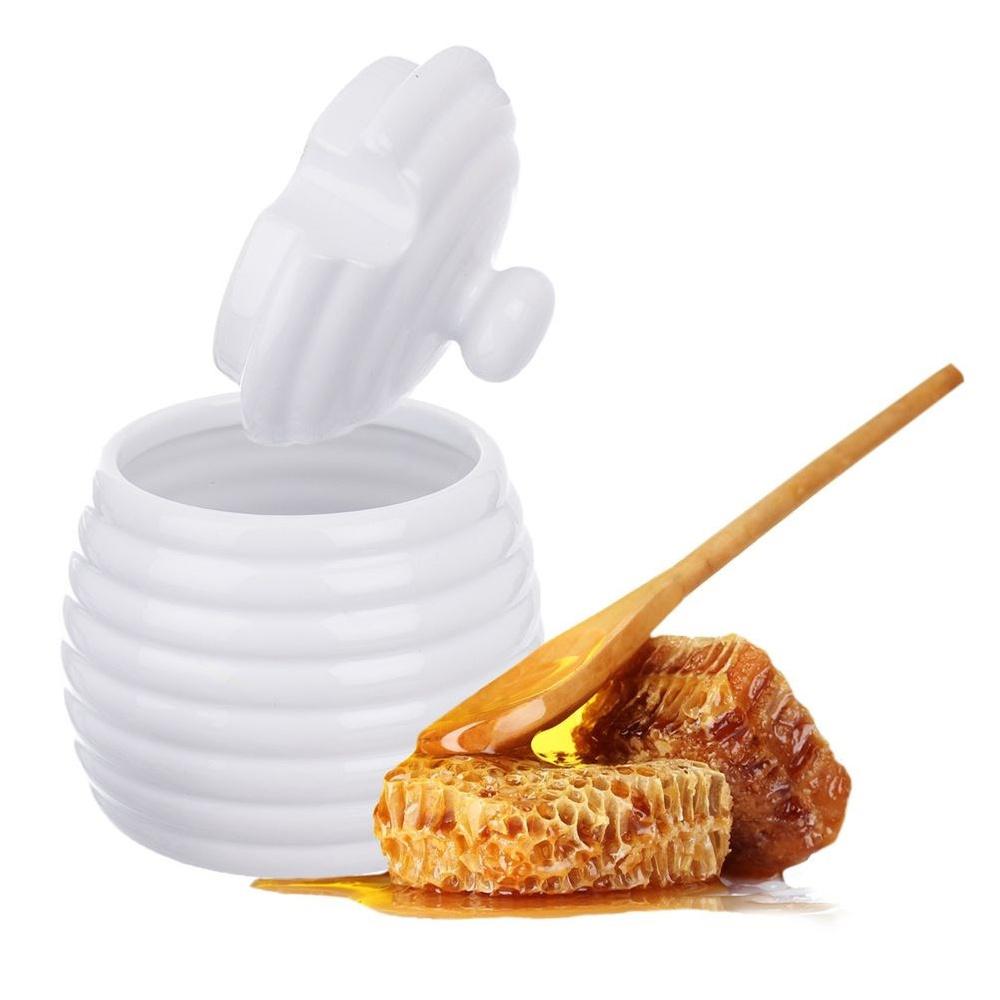 Pojemnik Porcelanowy na Miód Miodownik Nabierak do Miodu z Pokrywką