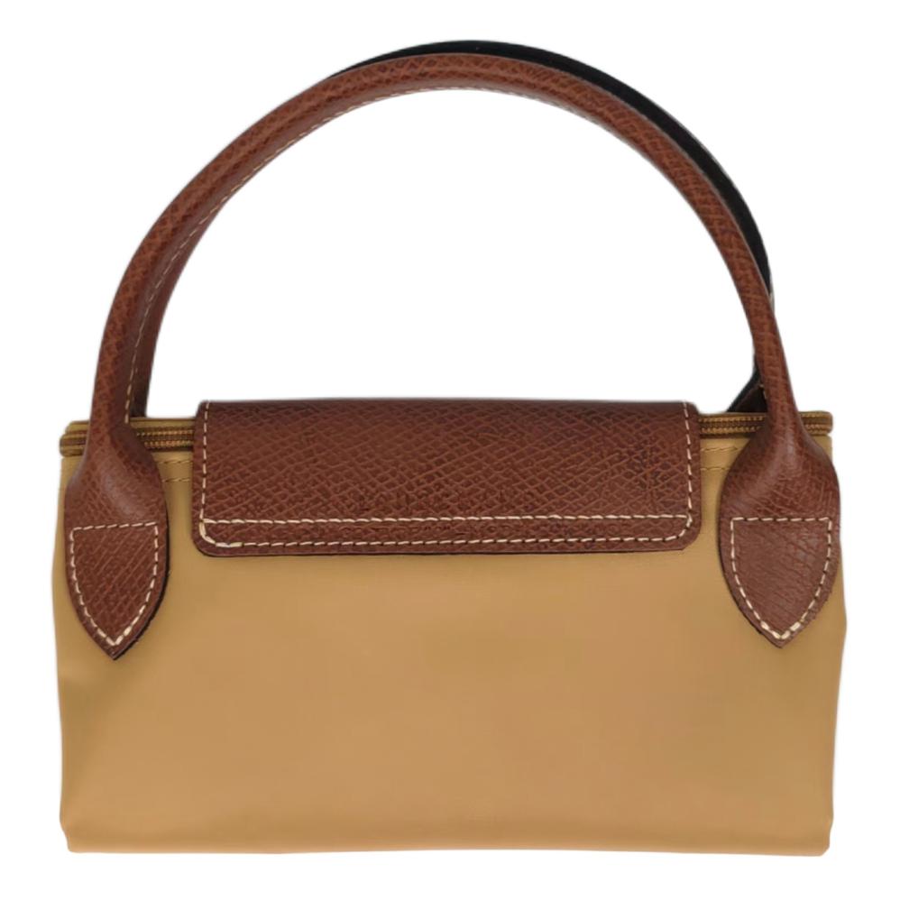 Longchamp Le Pliage Original Series Embossed Logo Nylon Canvas And Leather Dumpling Tote Bag Small Women Tote Bags Light-Brown 1621089P86