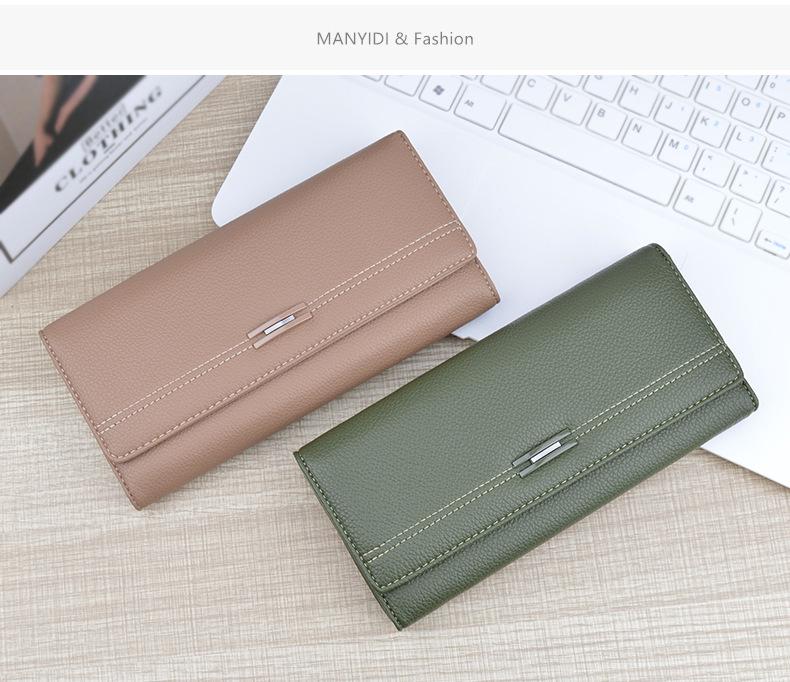 Women's Tri-Fold Leather Wallet - Long, Multi-Card Slot, Soft, Fashionable, Large Capacity Clutch